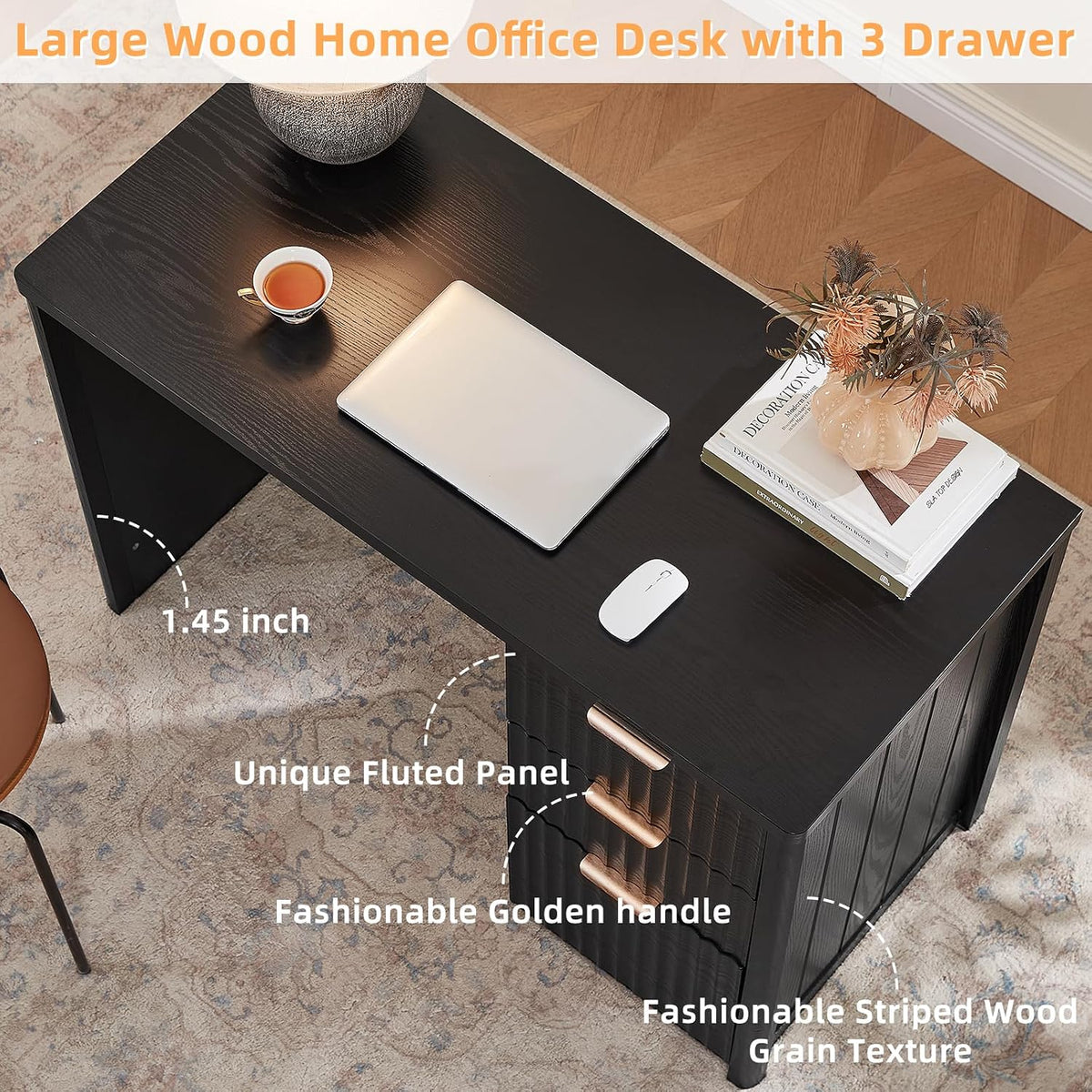 LEYAOYAO Office Desk 48" with 3 Drawers Storage File Cabinet