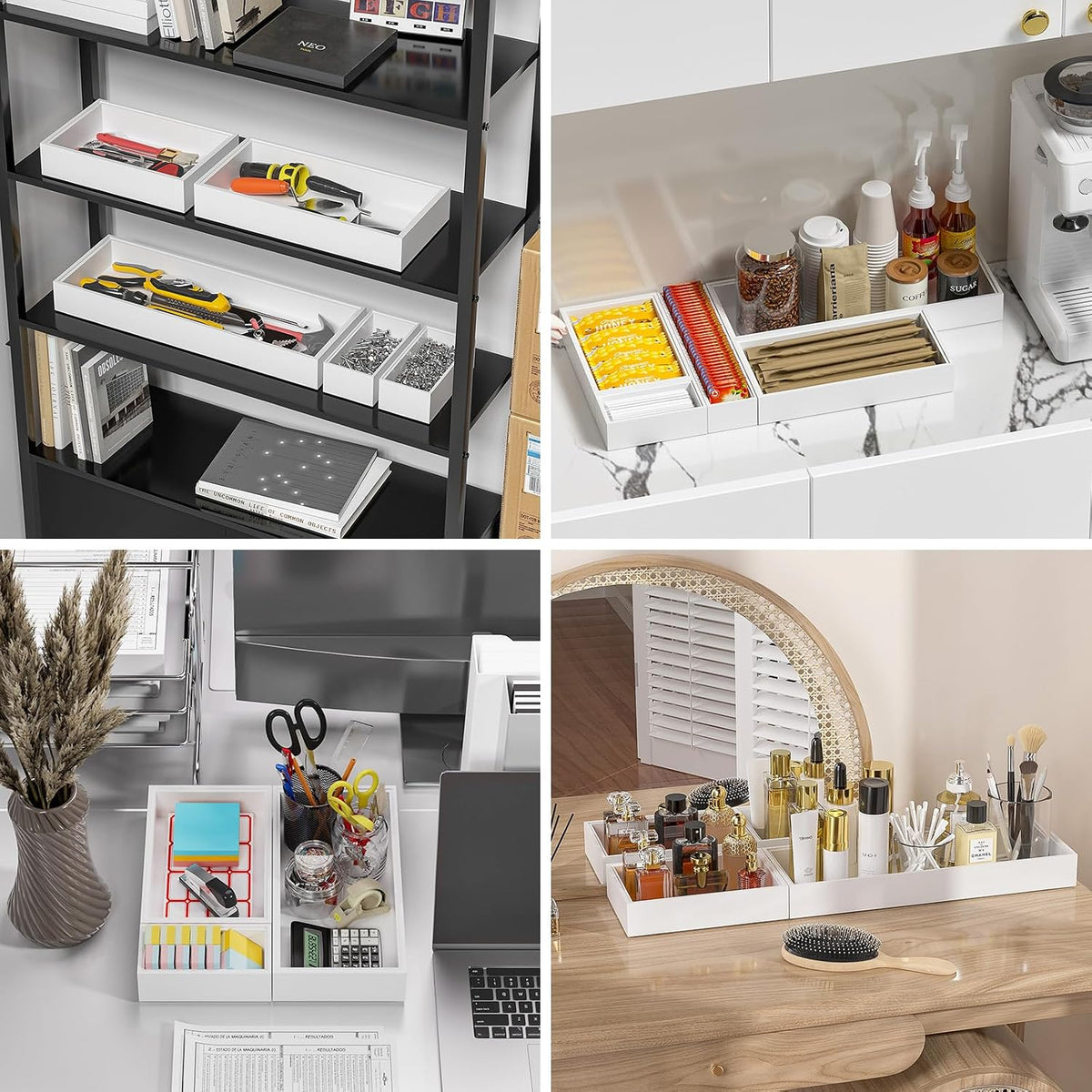 Lixple Bamboo Kitchen Drawer Organizer, 2 Pack, 12" x 3" x 2",...
