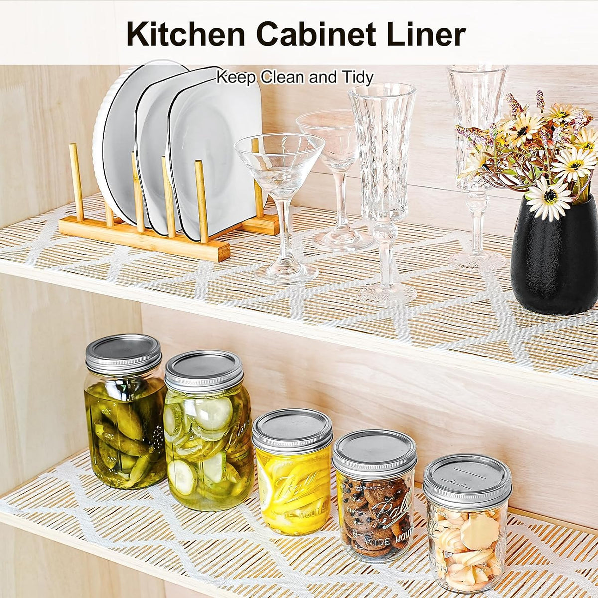 Drawer and Shelf Liner for Kitchen Cabinet Non-Adhesive 24in x 20FT