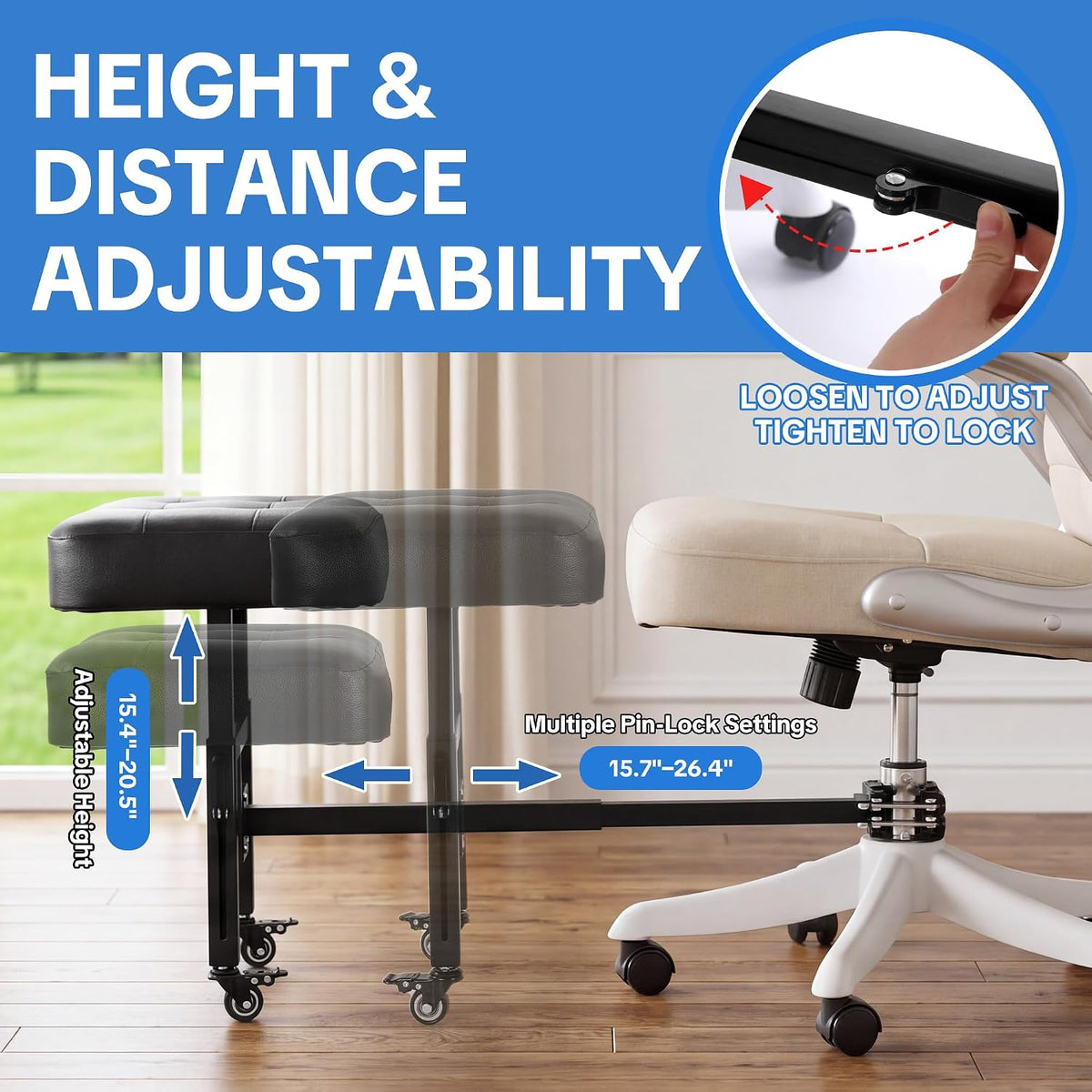 BALAPET Office Chair Footrest Attachment, Adjustable Height & Distance