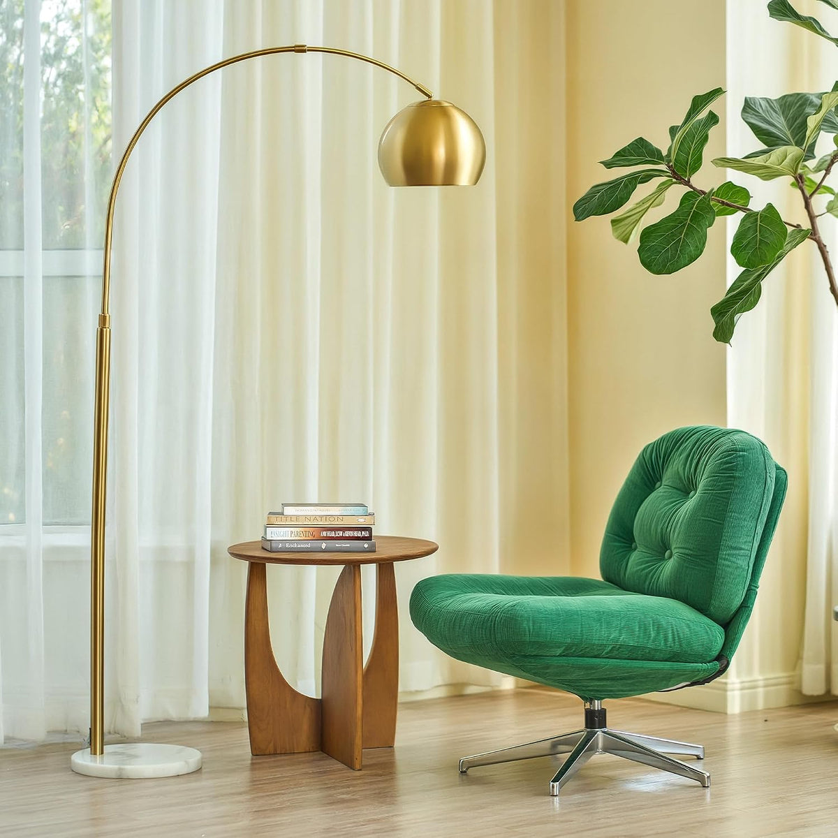 CO-Z 69" Modern Arc Floor Lamp, Gold Standing Light with Adjustable Meta...