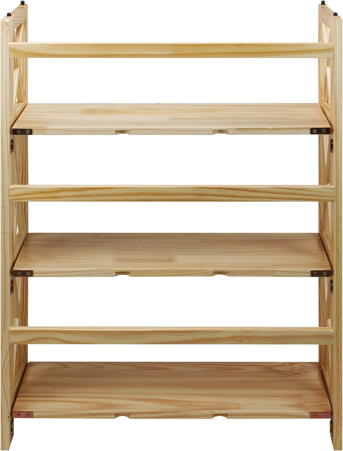 Casual Home Montego 3-Shelf Folding Bookcase, Natural , 27.5" Wide