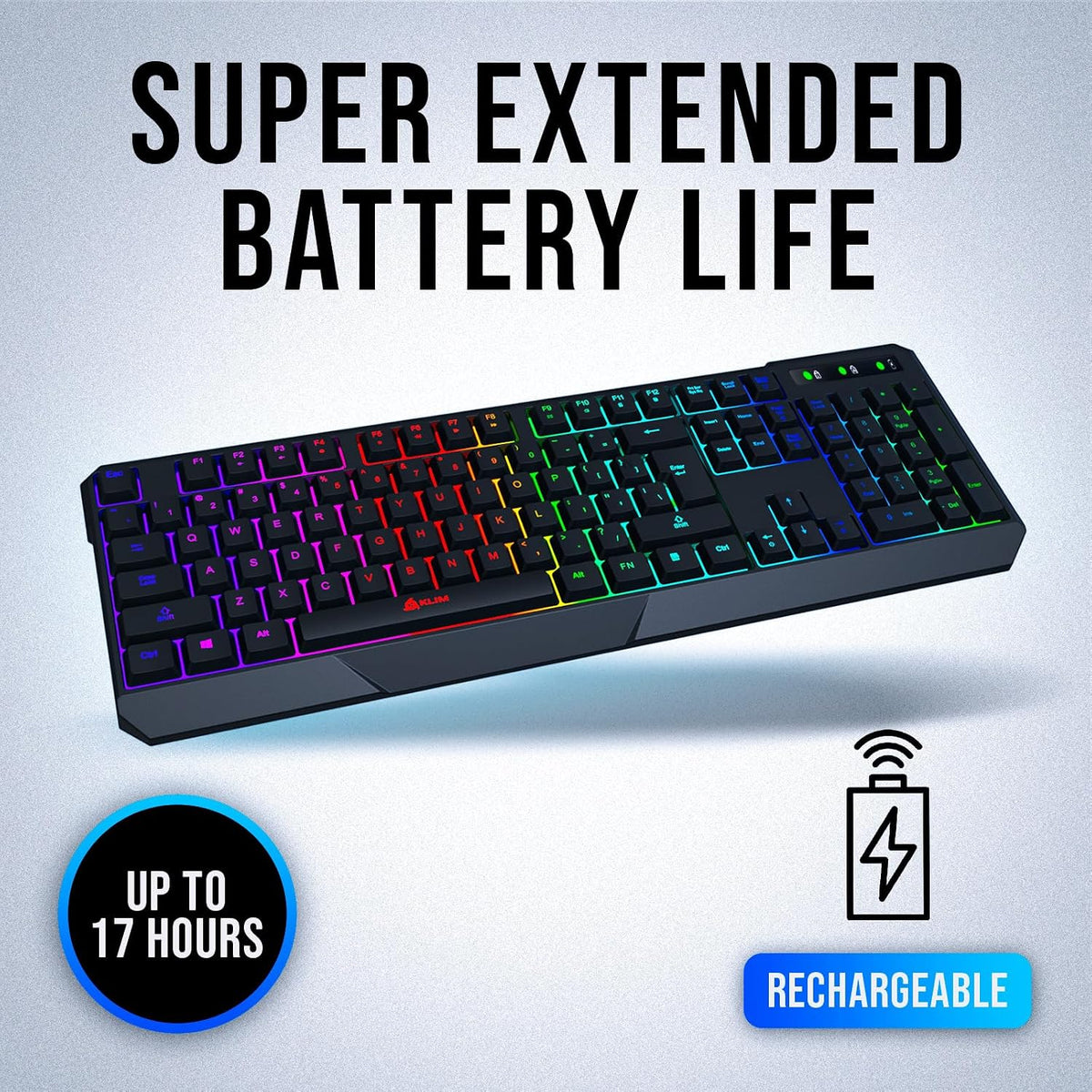 KLIM Chroma Quiet Keyboard, Wired Gaming, US QWERTY, Chromatic RGB Lighting