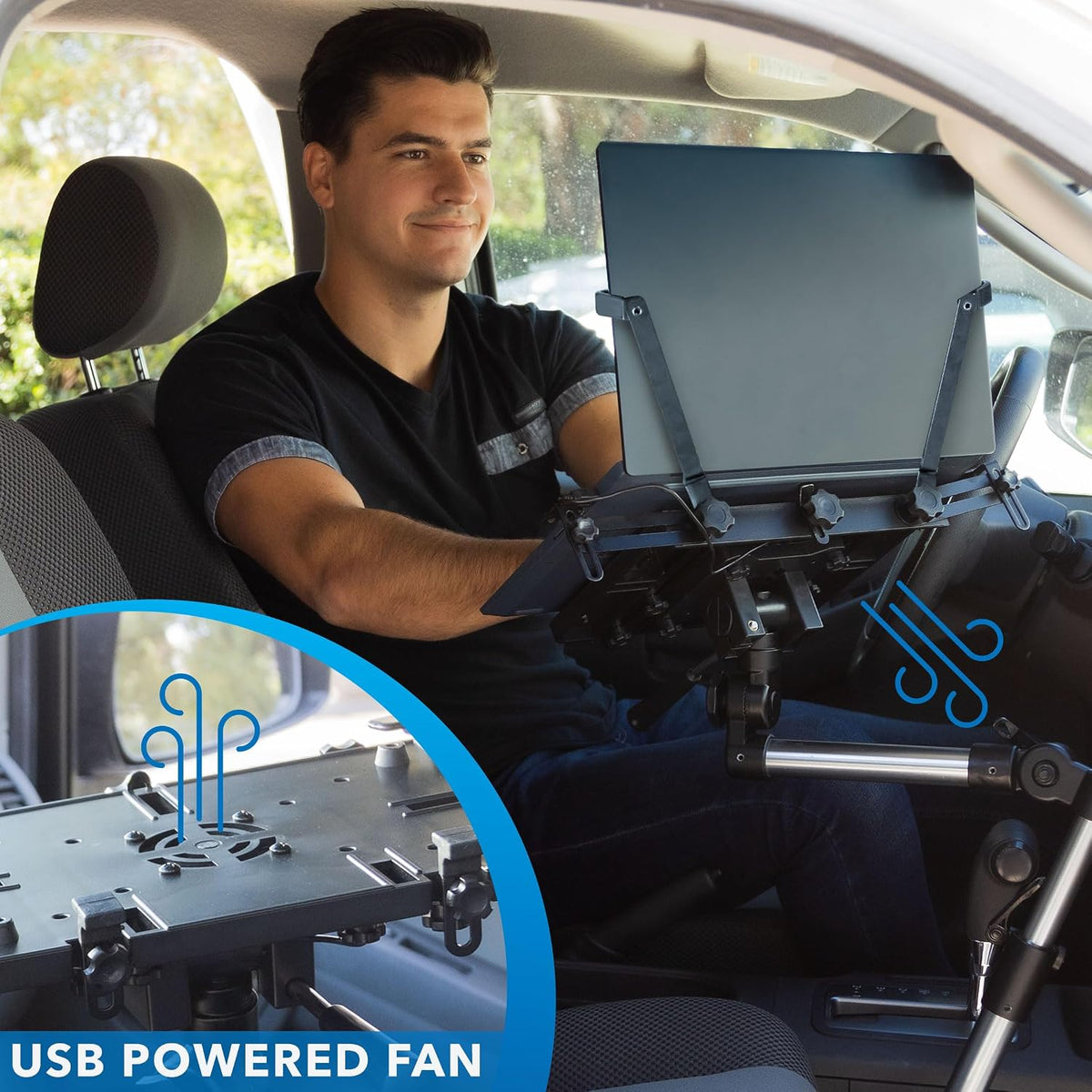 Mount-It! Car Laptop Mount for Truck, No-Drill with Stabilizer, 17" Laptops
