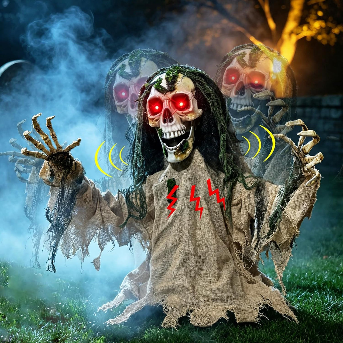 Halloween Animatronic Zombie Groundbreaker Outdoor Decor with Red Eyes
