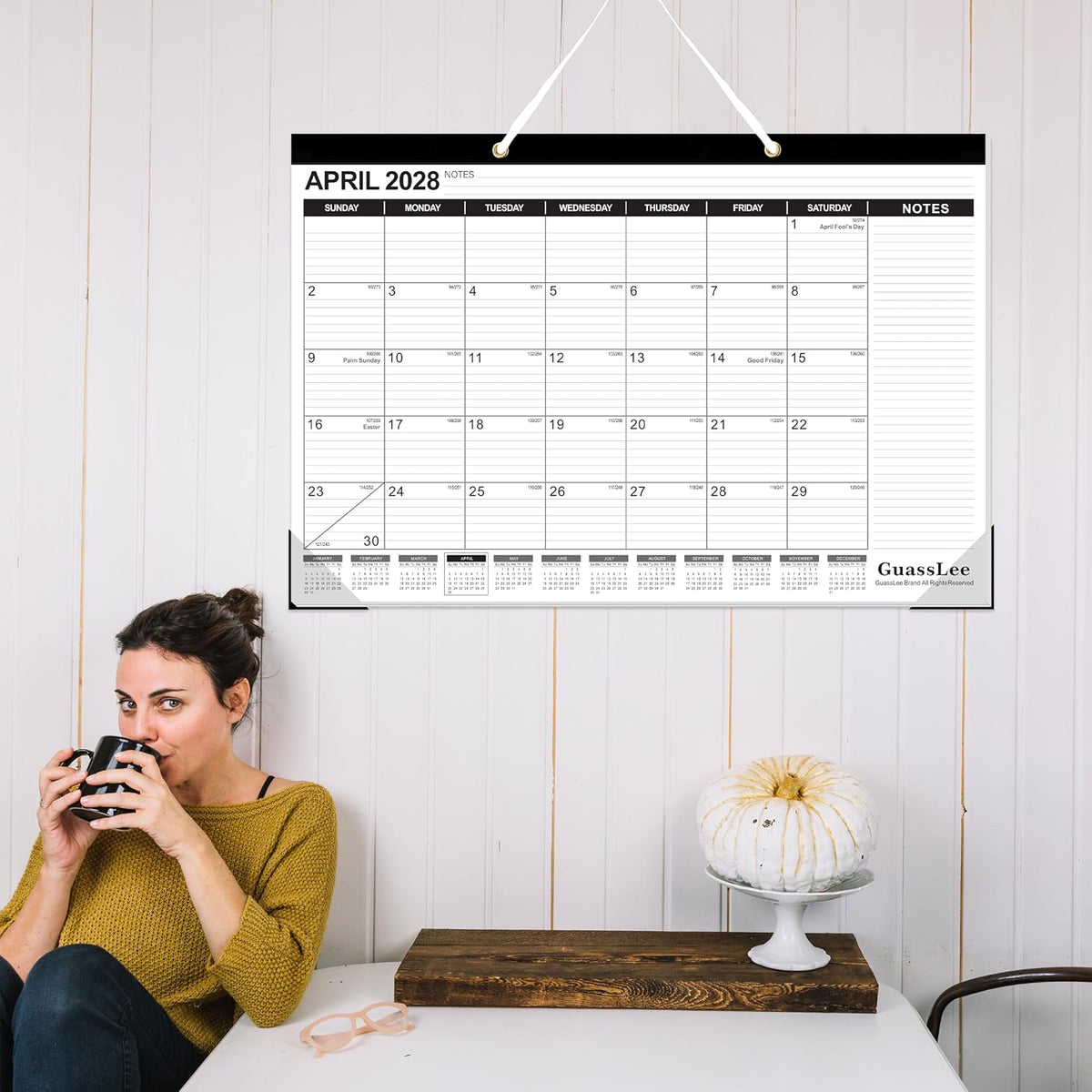 GuassLee Extra Large Desk Calendar 2027-2028, 18 Months, 30"x20"