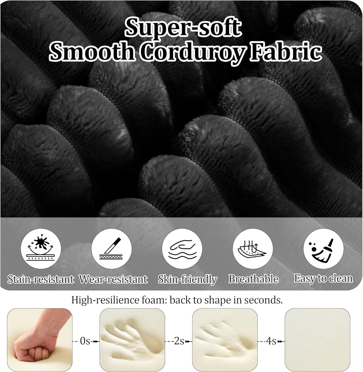 27.56'' Plush Fluffy Corduroy Poofy Ottoman in a Box for Boneless Sof...