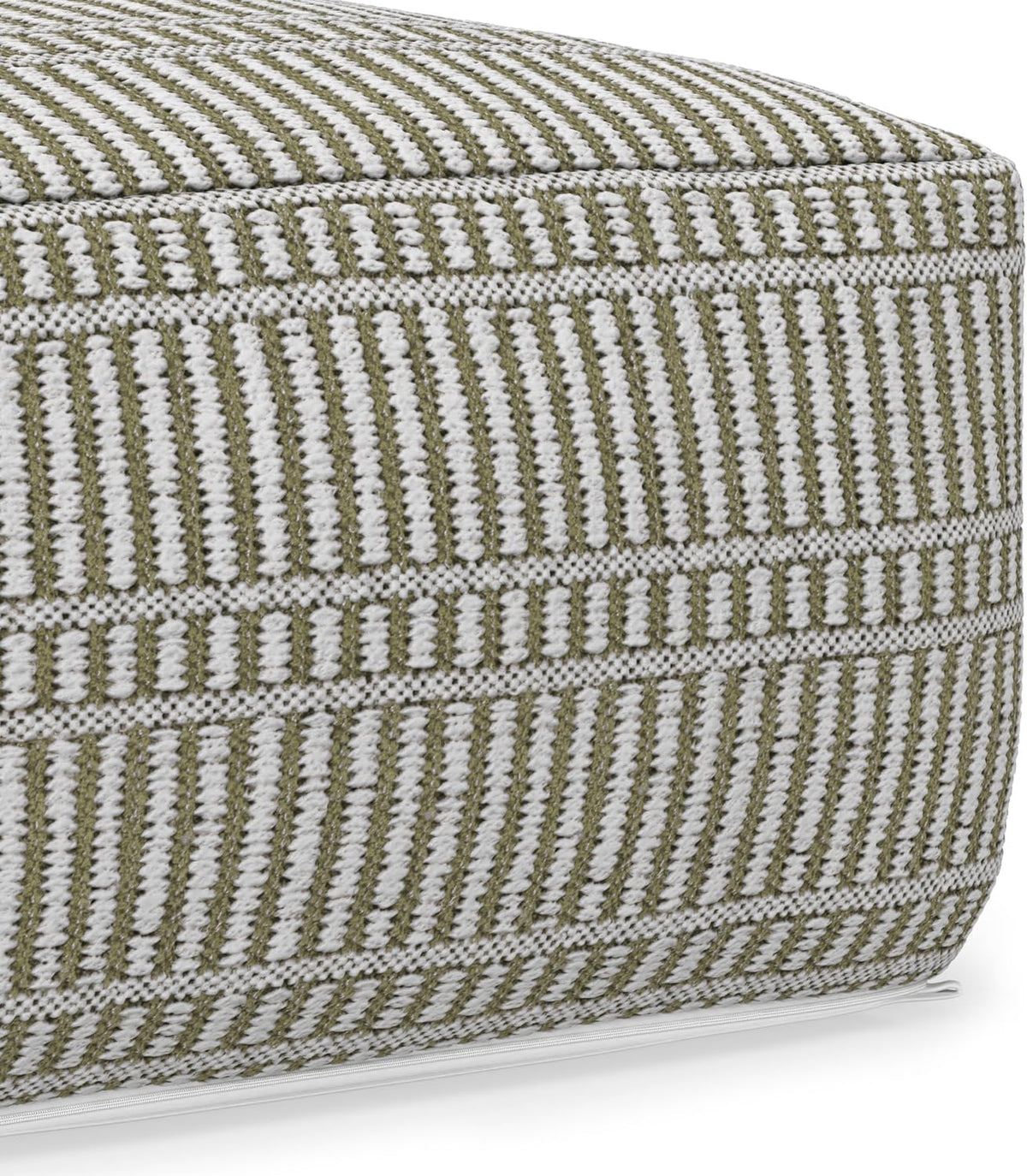 SIMPLIHOME Safford 20" Wide Square Pouf in Natural/White PET Polyester