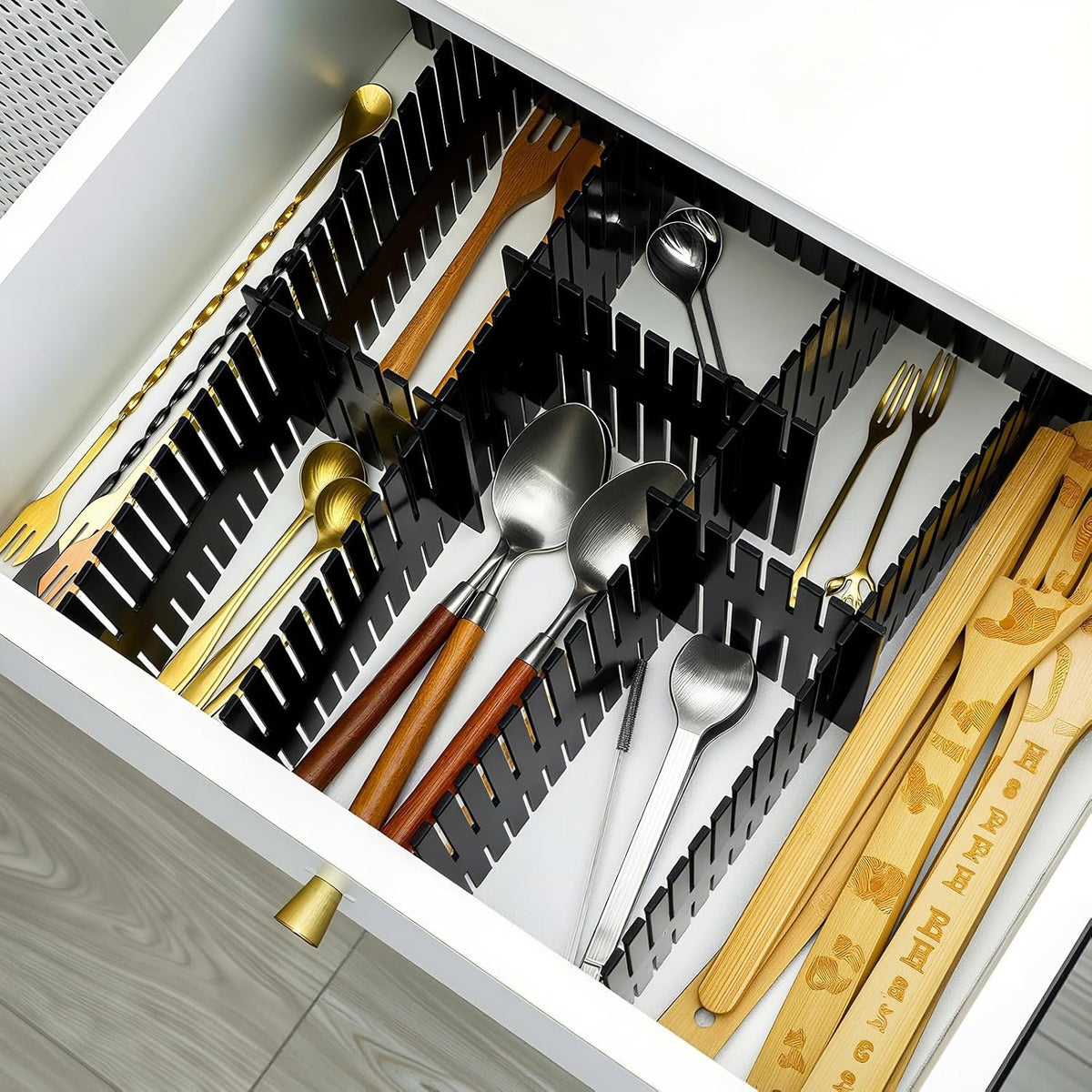 Blosssound 15 Pcs 5.12 Tall Drawer Divider, Adjustable Organizer, Black
