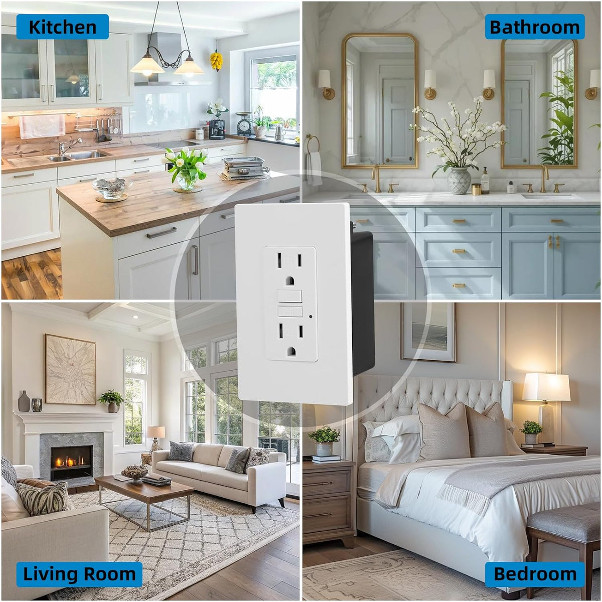 in Wall Cable Management Kit - Outlet Extender - 2AC GFCI Outlet 15amp, Recep...