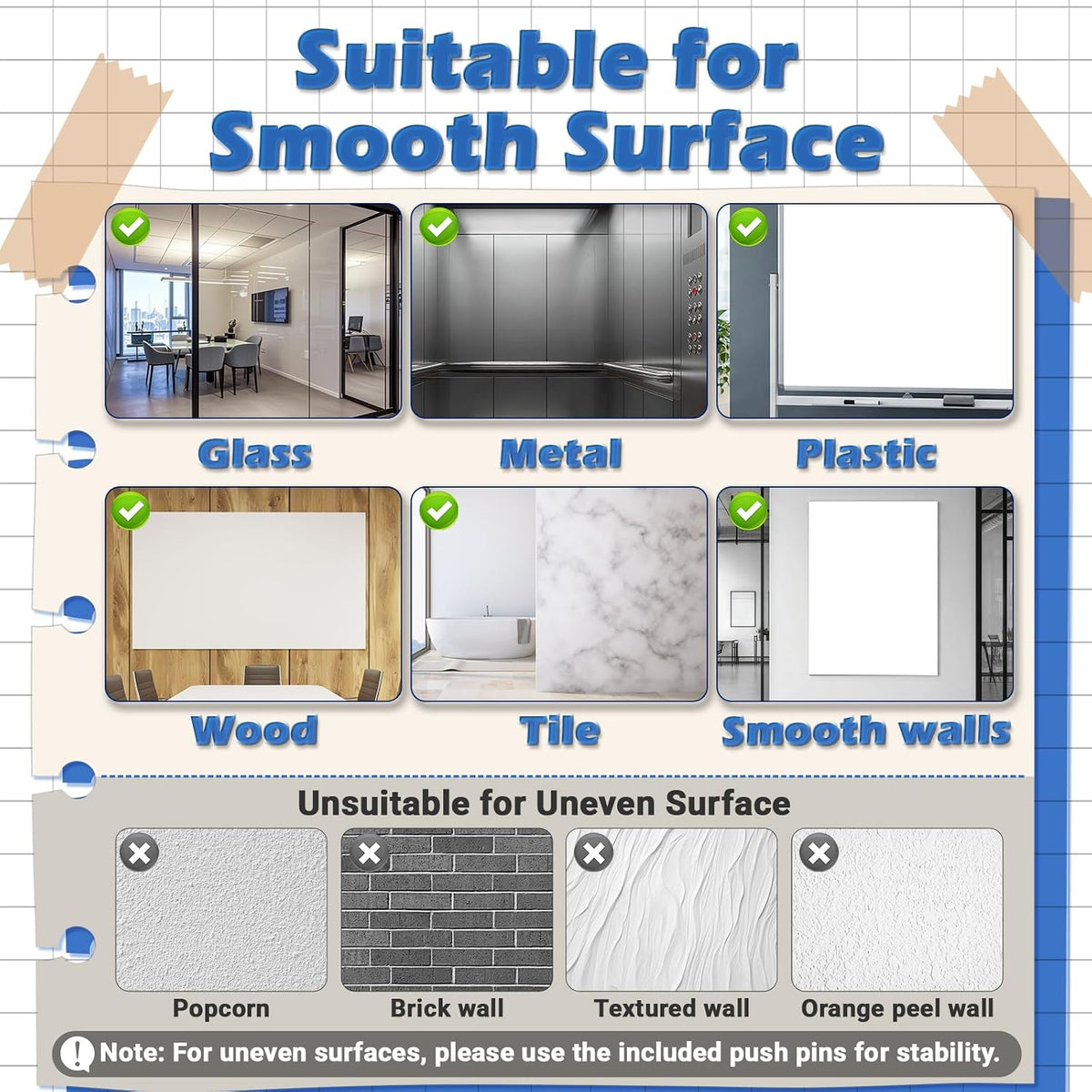 AFMAT WS48 Dry Erase Whiteboard Paper, Large White Board Stickers for Wall, 8...