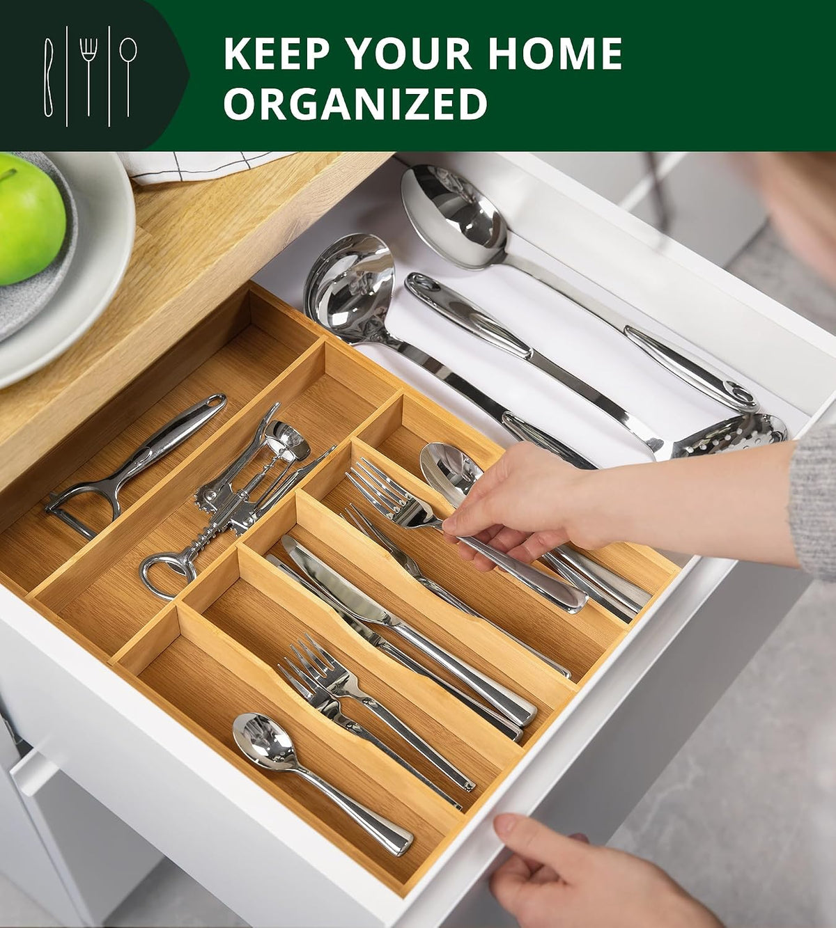 ROYAL CRAFT WOOD Luxury Bamboo Utensil Rack and Silverware Organizer, Kitchen...