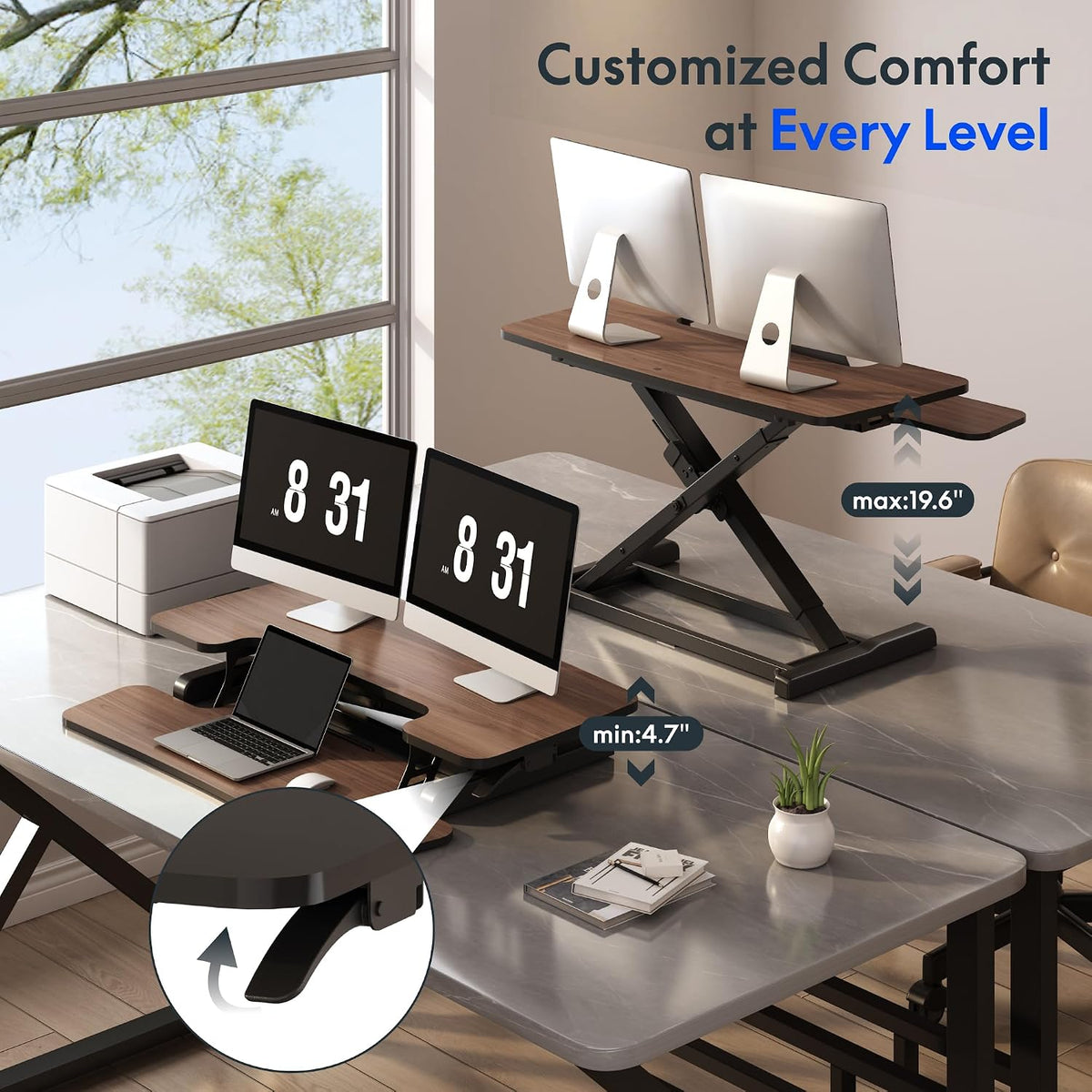 FLEXISPOT 36" Standing Desk Converter, Dual Monitor Desk Riser, Sit Stan...