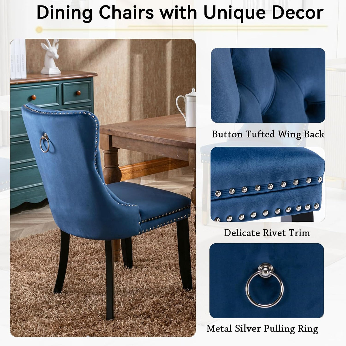 5-Piece Round Dining Table Set for 4, 43.3"-59" Extendable Round to...
