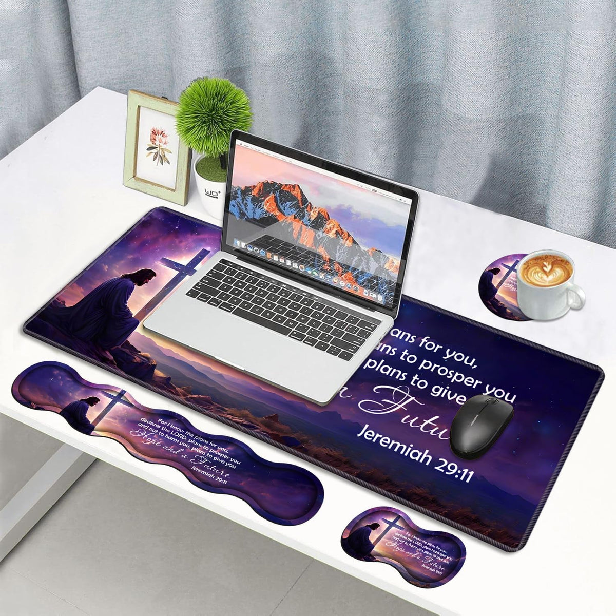 Ergonomic Memory Foam Mouse Pad Wrist Rest Set,Large Gaming Desk Pad + Keyboa...