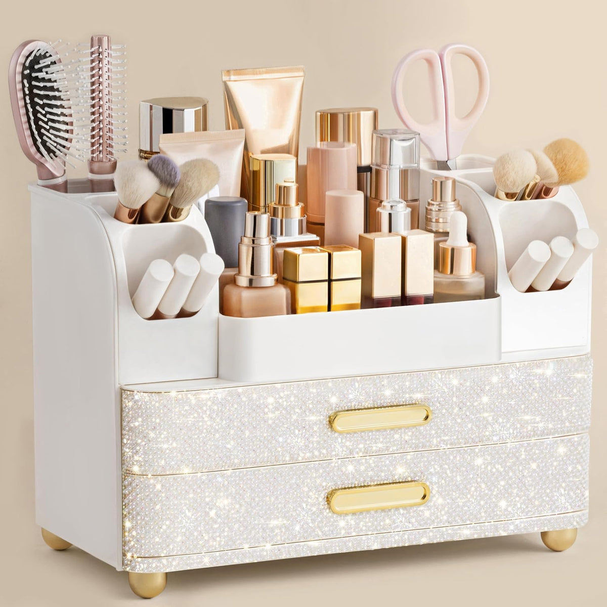HBlife Makeup Organizer for Vanity with Brush Holder, Large Bathroom Countert...