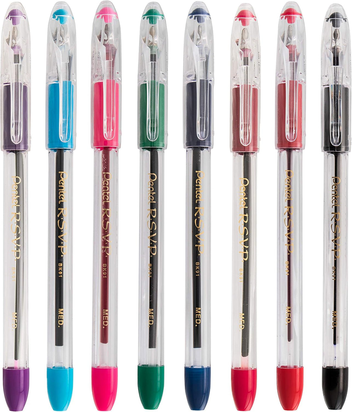 Pentel RSVP Ballpoint Pen, (0.7mm) Fine Line, Red Ink, 72pk Canister (BK90PC72B)