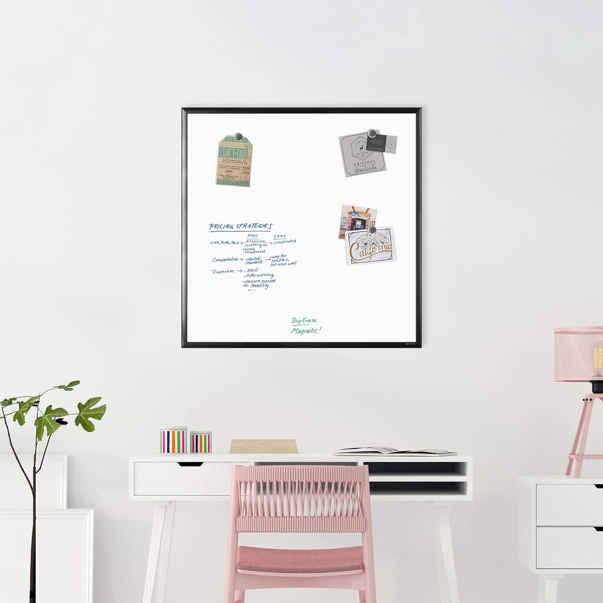 U Brands Magnetic Whiteboard, White Board Dry Erase Board for Wall, 36 x 36