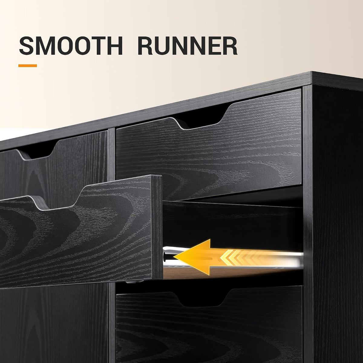 DEVAISE 5-Drawer Wood Drawer Cabinet, Office Storage Cabinet, Black