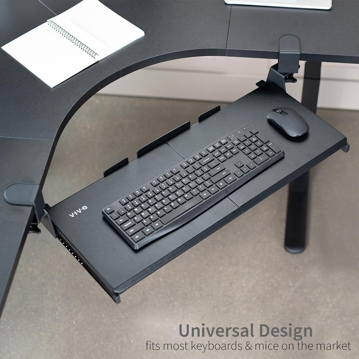 VIVO Black Clamp-on 27 x 11 in Keyboard Tray for Corner Desk, MOUNT-KB10C