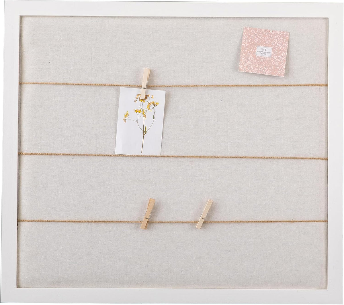 SOFE Large White Linen Bulletin Board, 28 x 32 Wood Framed Memo Board