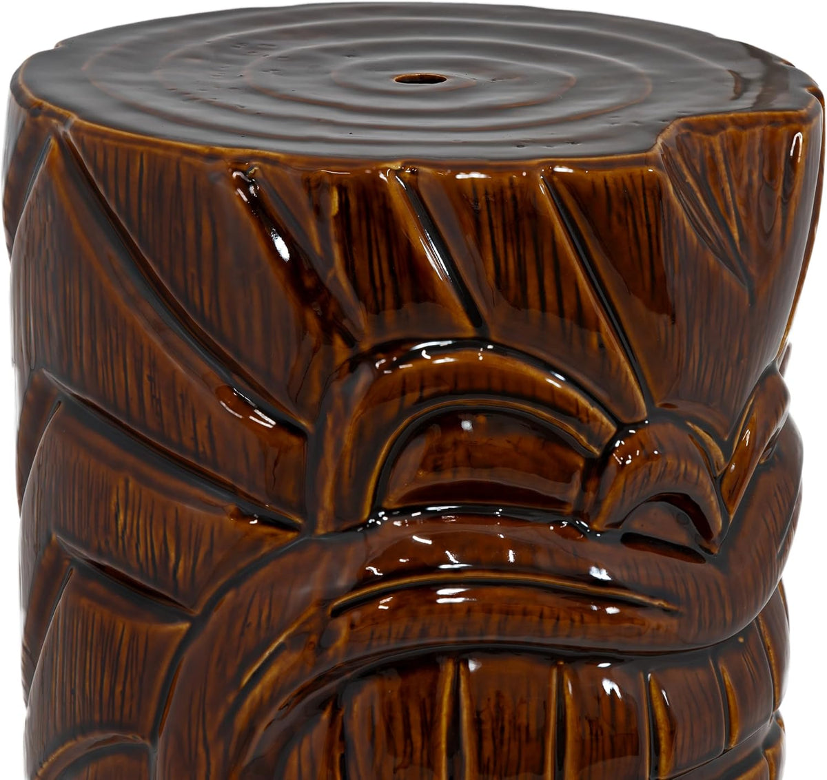 Sunnydaze Tropical Tiki Head Ceramic Garden Stool Side Table - 17.25-Inch H