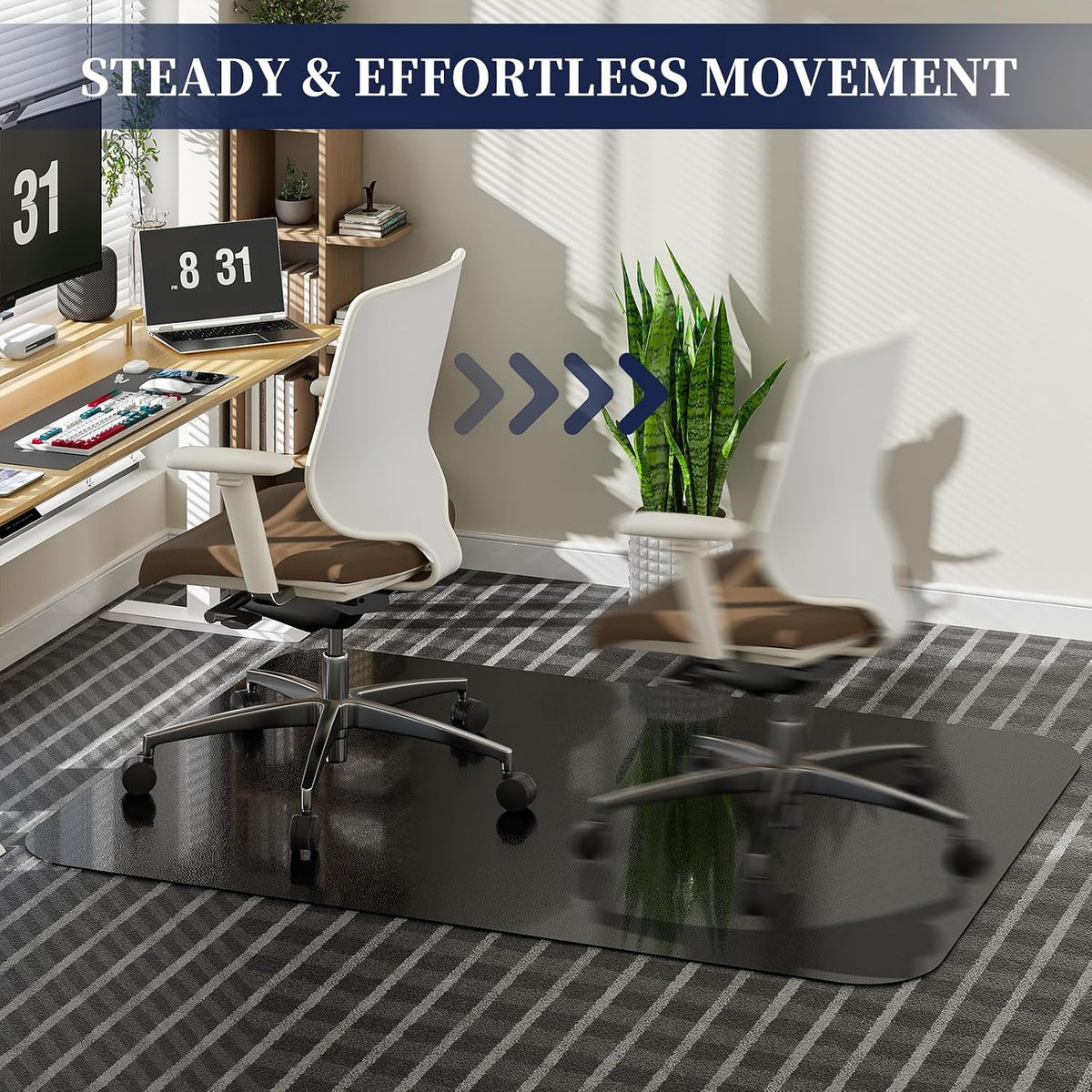 Desk Chair Mat for Carpet 36"x48" for Low Pile Carpets, Black
