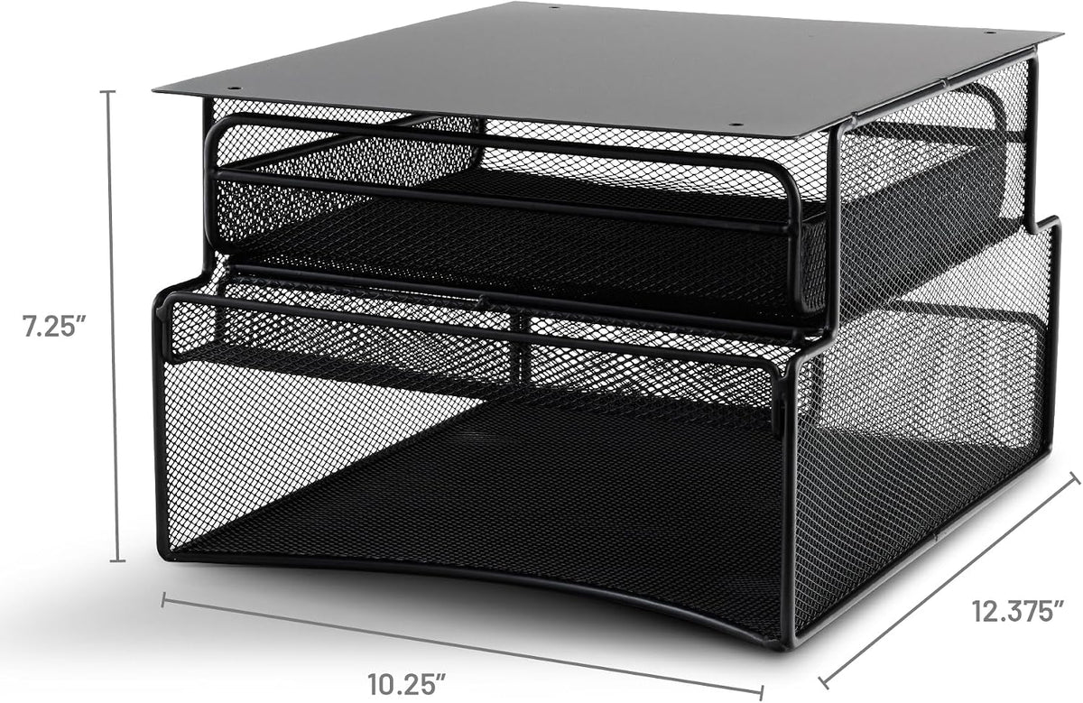 Safco 3244BL Onyx Mesh Deluxe Under Desk Hanging File & Paper Organizer, ...