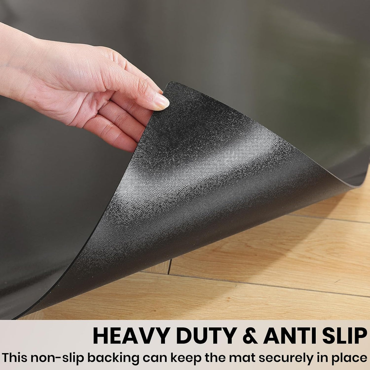 Black Office Chair Mat for Hardwood Floor, 48 x 96 in Desk Floor Protector