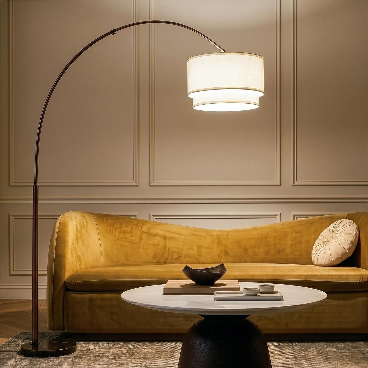 Brightech Mason Arc Floor Lamp - Modern Corner Standing Lamp with Unique Hang...