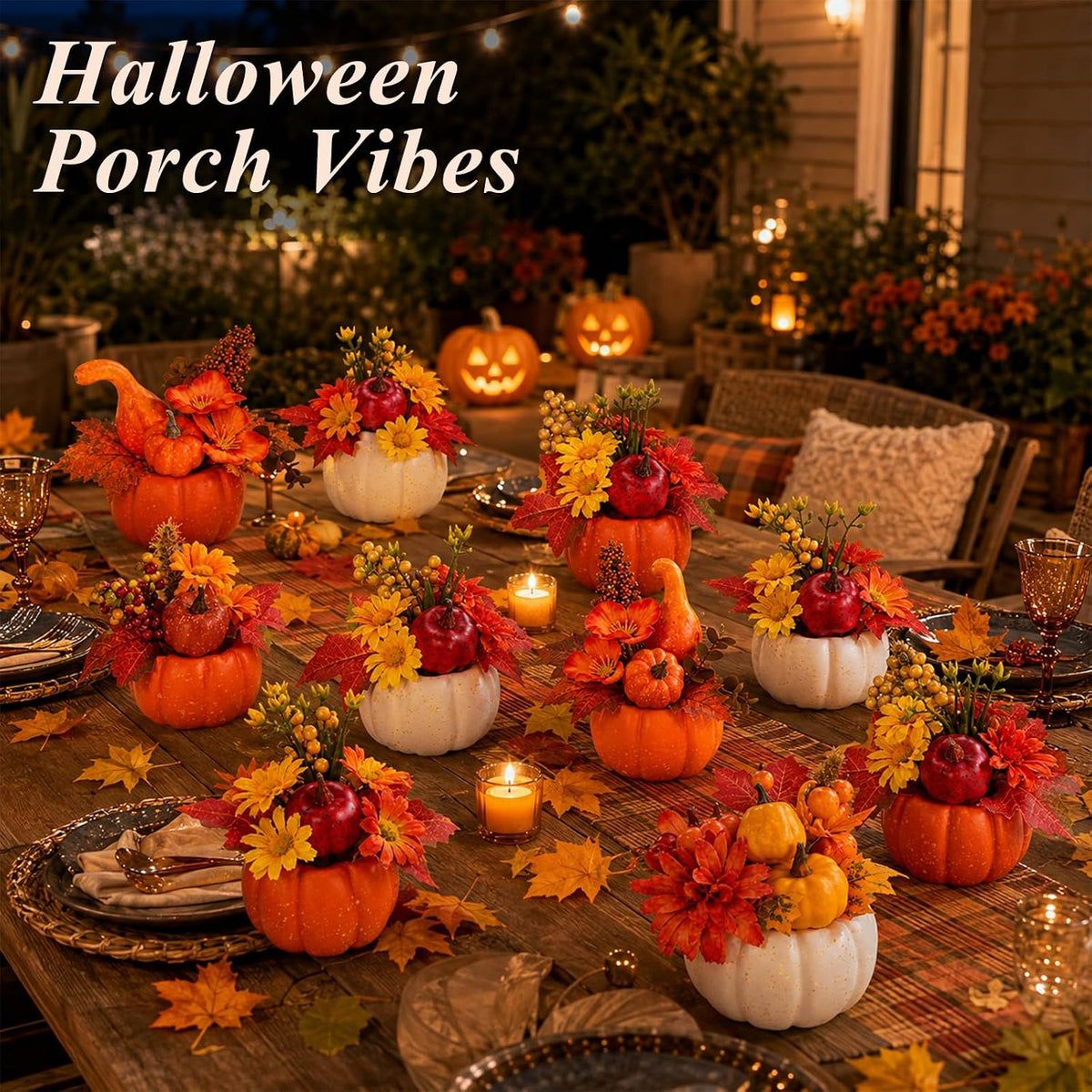 8 PCS Faux Pumpkins Mini Artificial Pumpkins for Fall Halloween Thanksgiving ...