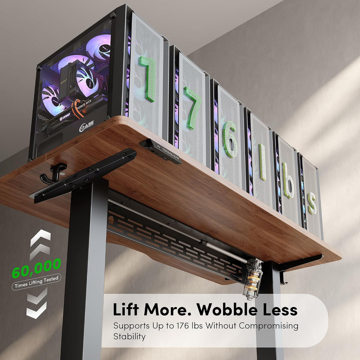 FEZIBO Electric Standing Desk with L-Shaped Crossbar & Cable Management S...