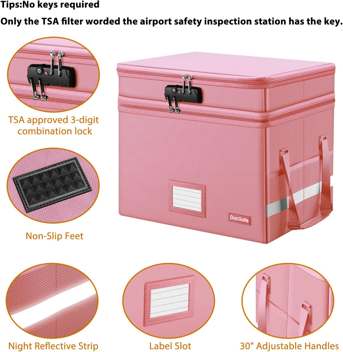 DocSafe File Box with Lock,Multi-Layer Fireproof Document Box Collapsible Fil...