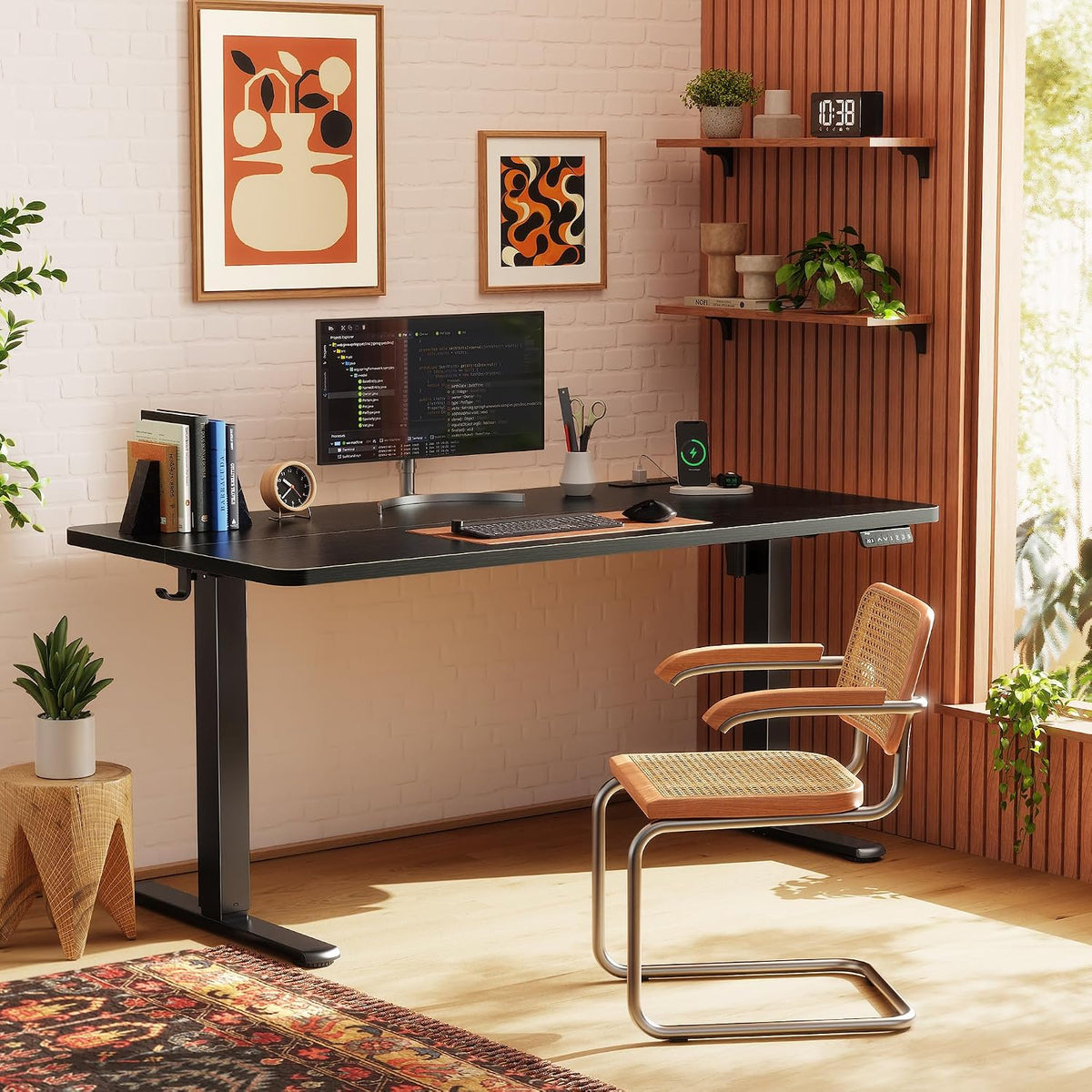 Huuger 55 X 24 Inch Electric Standing Desk with Power Outlets and USB-C Port,...