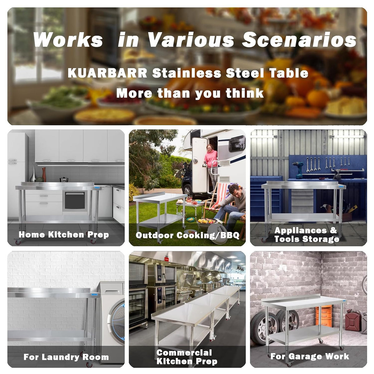 KUARBARR Stainless Steel Table for Prep & Work with Undershelf 24 x 30 In...