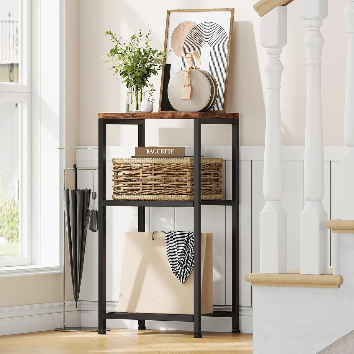 Heybly Small Side Table, 29.1" Tall End Table with Adjustable Shelf, Tel...