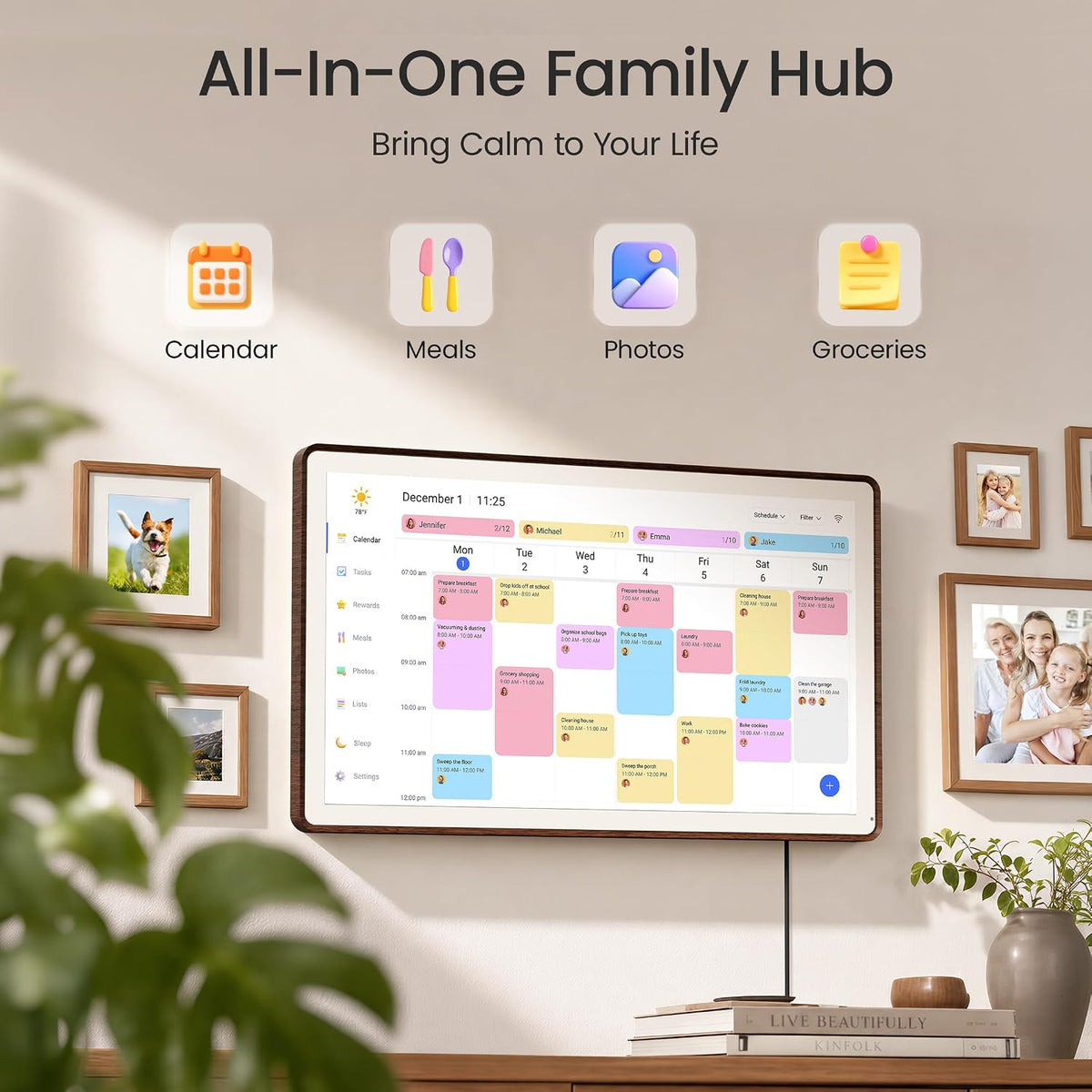 Dragon Touch 21.5 inch Digital Calendar Chore Chart – Digital Picture Frame, ...