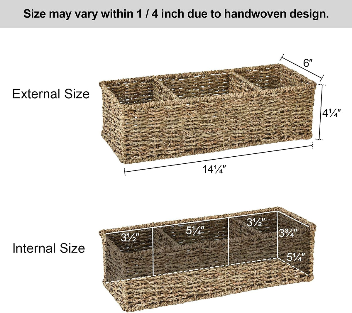 StorageWorks Wicker Toilet Basket Tank Topper, Seagrass Storage Baskets