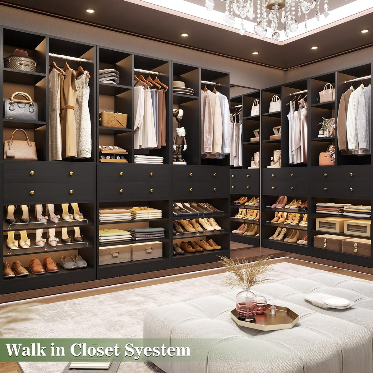 Besiost Closet System, 84"/7 FT Closet Organizer System with 6 Drawers a...