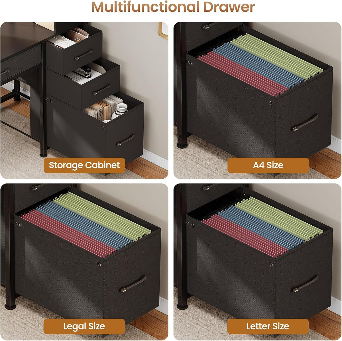 SEDETA Computer Gaming Desk with 5 Drawers and Bookshelf, Reversible Home Off...