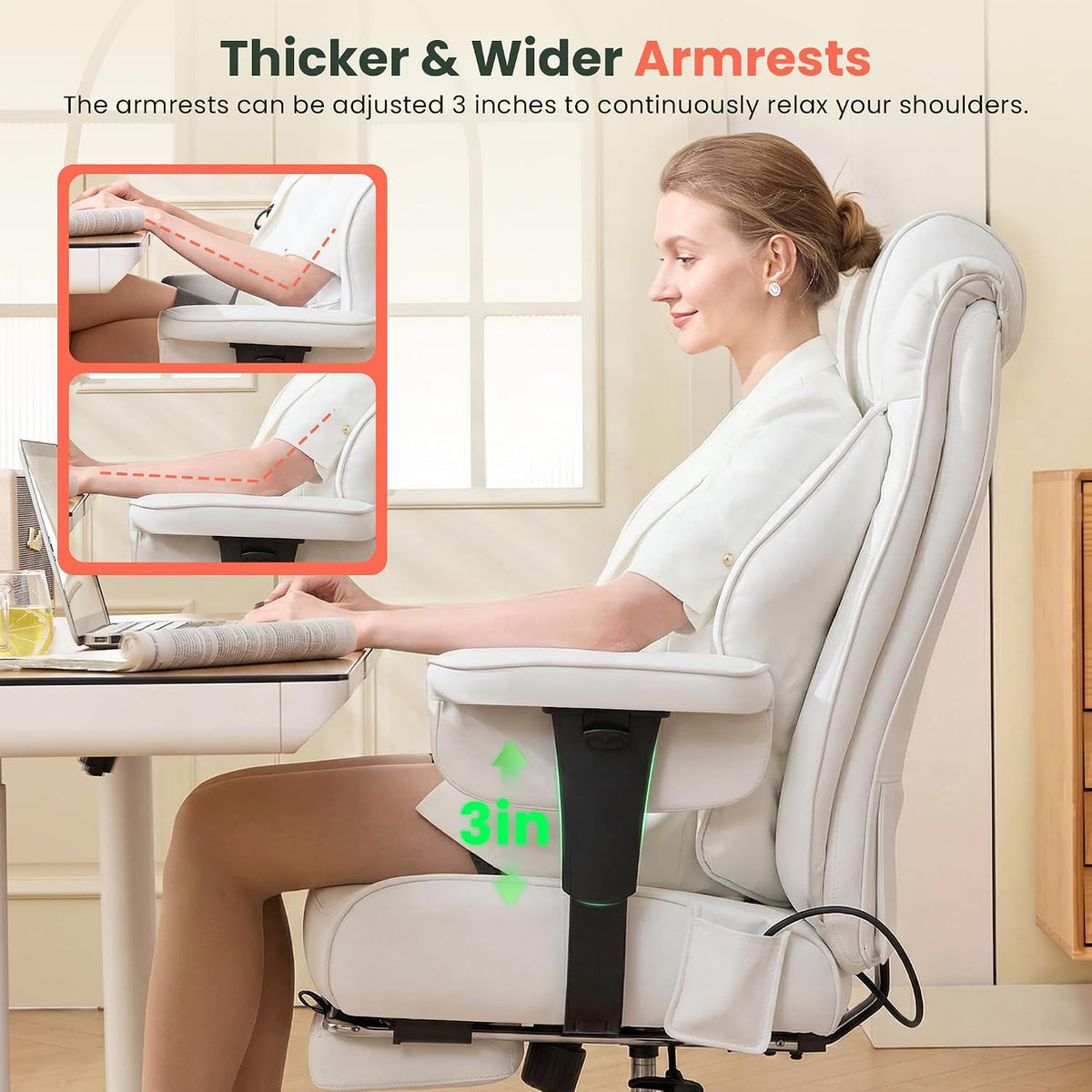 CIOMAN 500lbs Big and Tall Office Chair Adjustable Lumbar Support, Extra Wide...