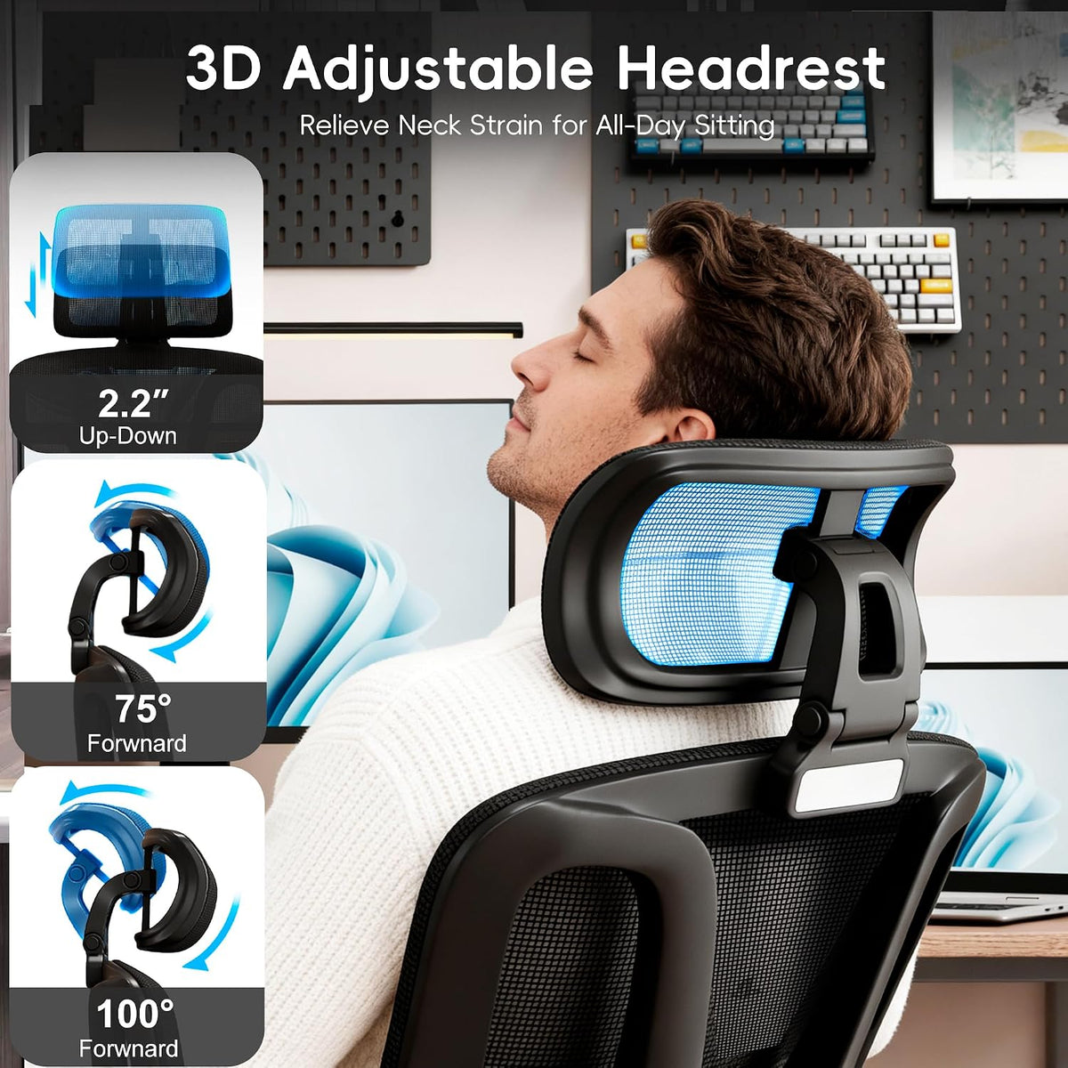 Vonesse Ergonomic Office Chair with Footrest, Desk Chairs with Dynamic Lumbar...