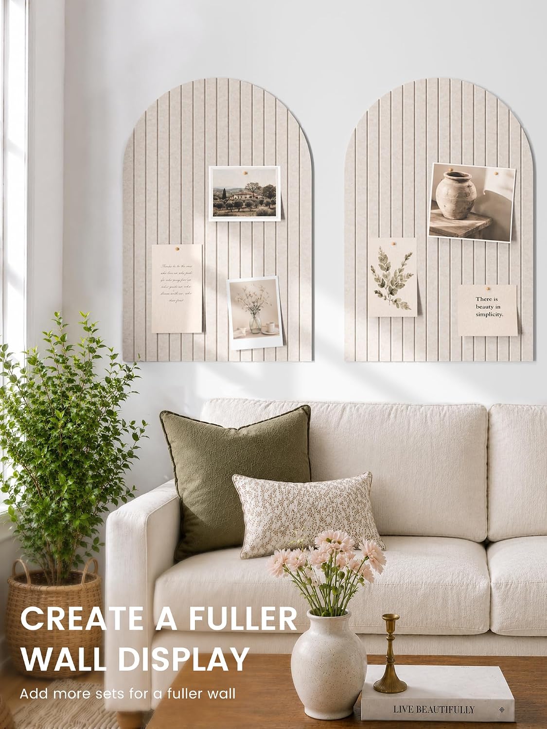 Large Arched Felt Bulletin Board 35.4''×23.6'', Oatmeal