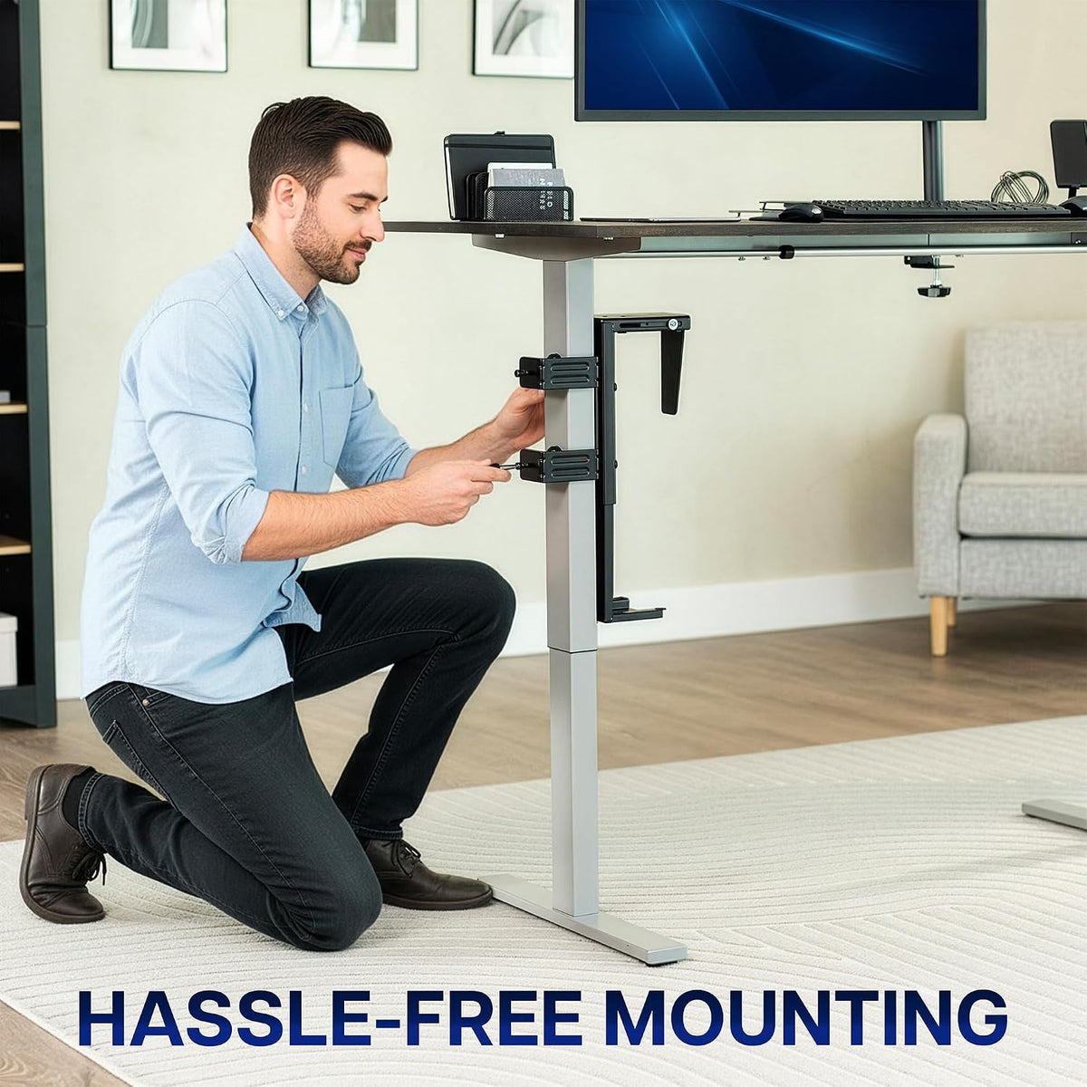 VIVO Black Clamp-on Desk Leg PC Mount, MOUNT-PC01C