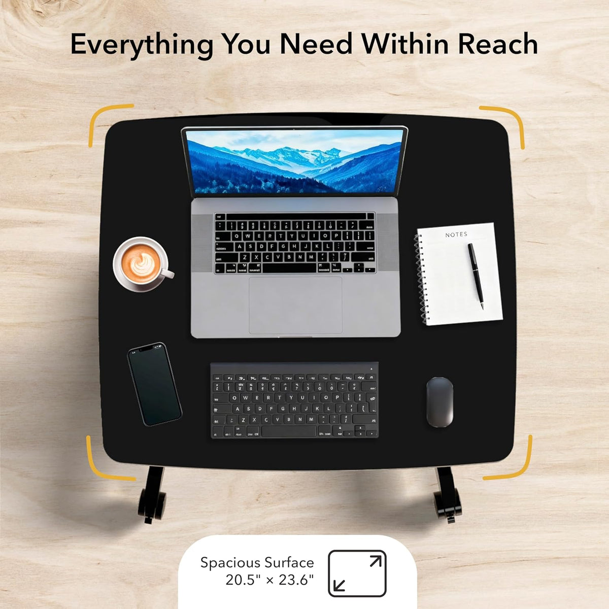 Mount-It! Rolling Laptop Desk Adjustable Height (29.6”-44.2”), Mobile Worksta...