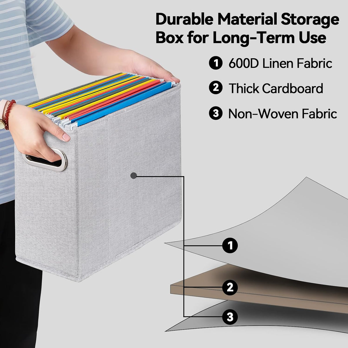 4 Packs Letter Size File Organizer, File Folders Organizer, Fabric Storage Bo...