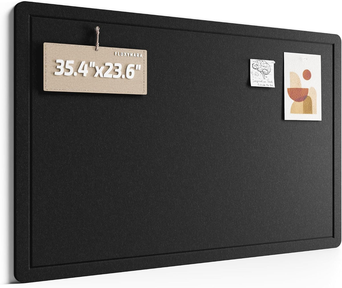 Fluxynara Felt Bulletin Board,35.4"x23.6", Black