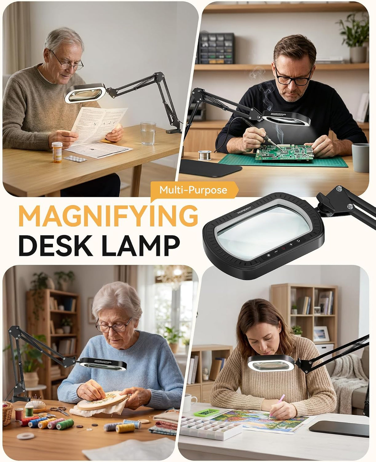 Yofidra 10X Magnifying Lamp with Stand and Clamp, 2-in-1 Design (1 Pack)