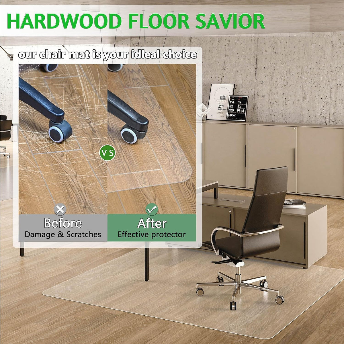 100pointONE Office Chair Mat- 46" x 60" Clear Floor Protector Mat f...