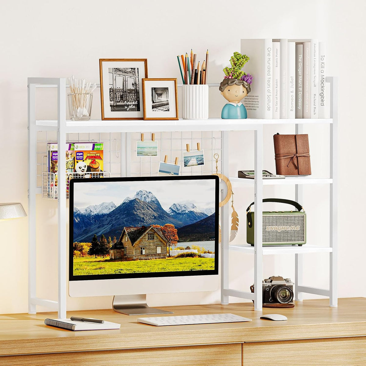 Snughome Desk Shelf, 38.6" Desktop Organizer Shelf, Desk Hutch for Compu...